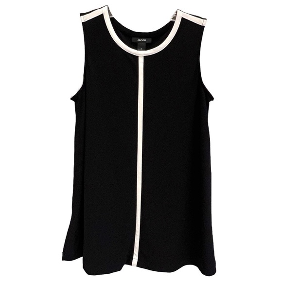 Alfani Women’s Black Sleeveless Blouse with White Accent Trim, Size Small - Picture 1 of 11